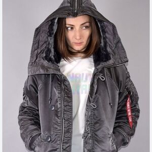 Alpha Industries Gray Bomber Jacket Women's